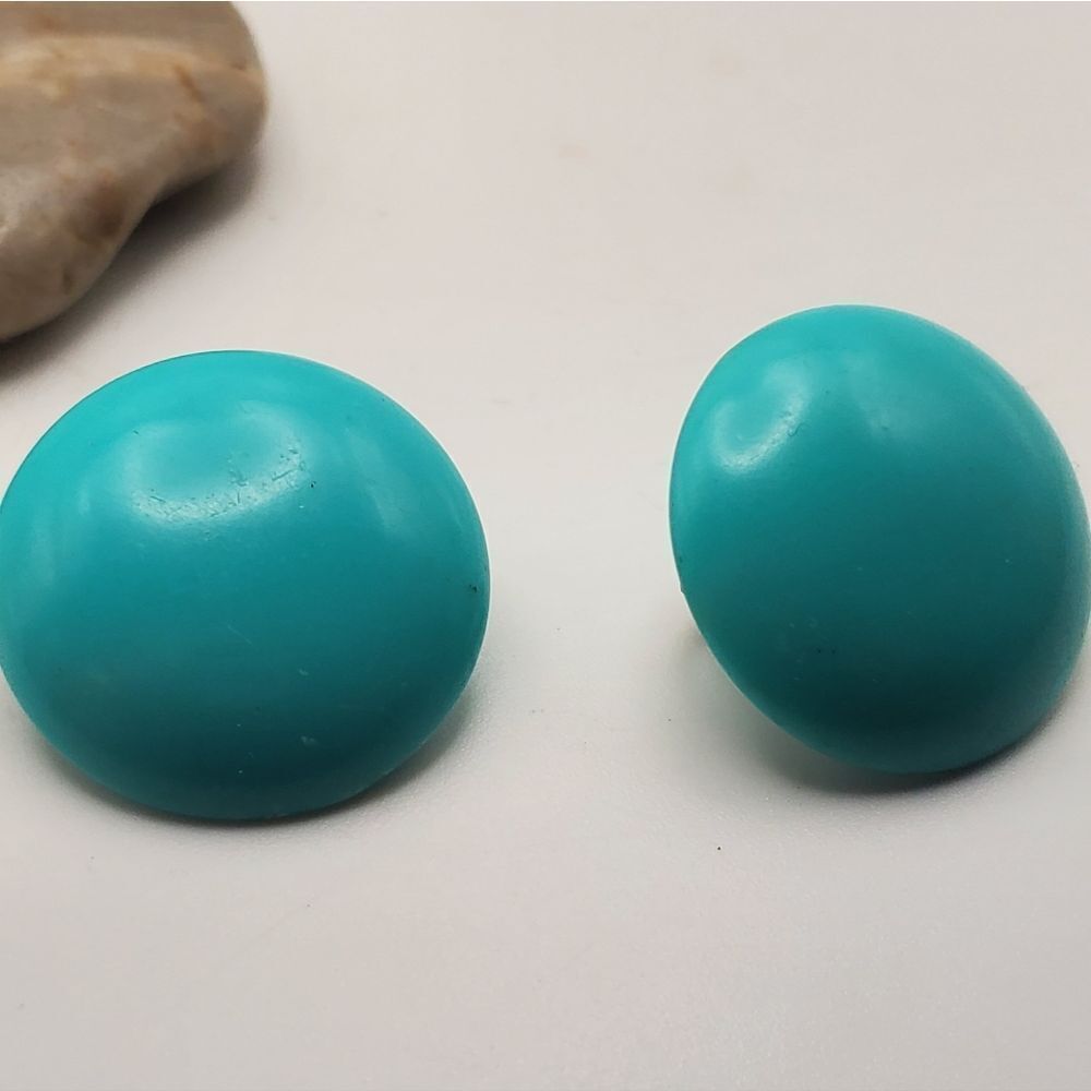 Retro lightning blue round clip on earrings